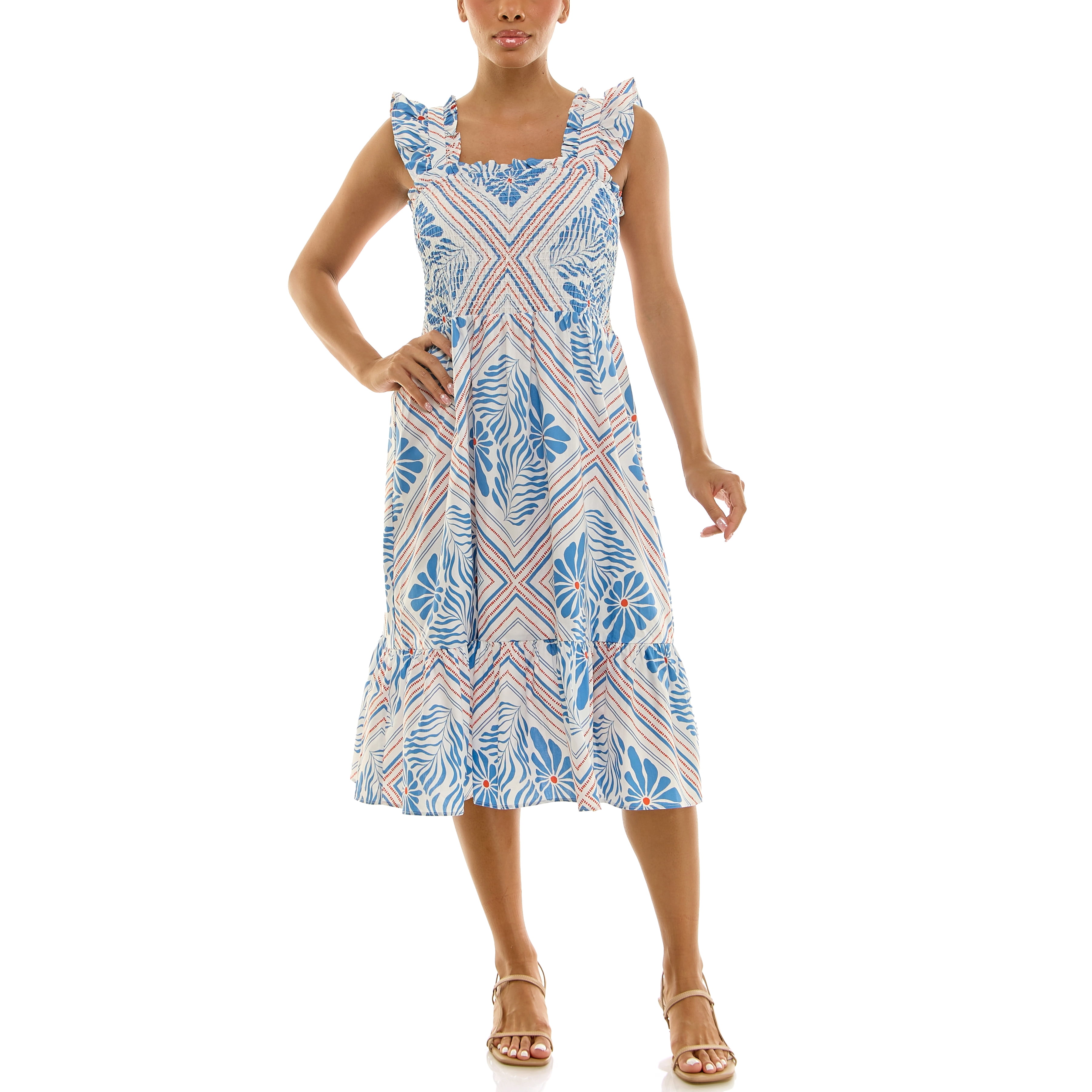 Nanette Lepore Women's Smocked Flutter Sleeve Midi Dress, Sizes XS-XXXL