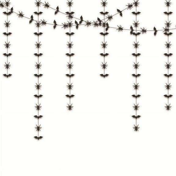 Uutvmp Halloween Hanging Garland, 3Pcs 11.5ft Black Paper Bats Spider Garland Outdoor Indoor WindowsWall Autumns Bridal Shower Wedding Decor Supplies