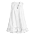 thumbnail image 4 of Shihyeh Women's Mock Neck Sleeveless Flowy Ruffled Swimsuit Cover-Up Dress with Front Zip Detail Bathing Suit Beach Bikini Wrap Summer Vacation Poolside Loose Casual Mini Sundress​, 4 of 7