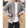 thumbnail image 2 of Suéter ajustado con doble cremallera y color sólido para otoño, cárdigan de cuello de béisbol de estilo simple para hombre, moda, 2 of 5