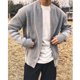 thumbnail image 5 of Suéter ajustado con doble cremallera y color sólido para otoño, cárdigan de cuello de béisbol de estilo simple para hombre, moda, 5 of 5