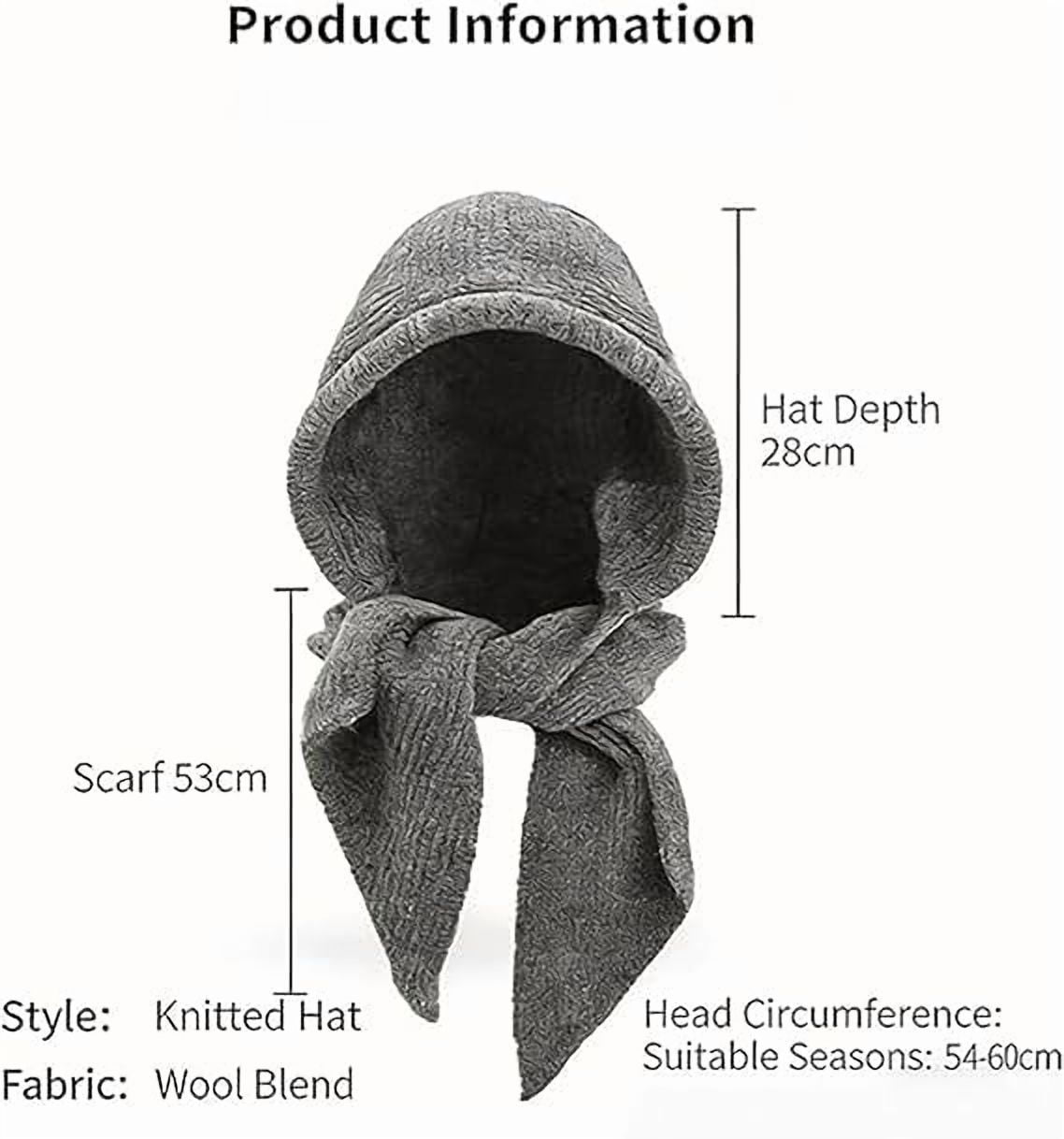 Embellished Knit Bonnet, 2-in-1 Women Winter Knitted Hooded Hat Scarf, Winter Knitted Hooded Hat Scarf for Women, Versatile Balaclava Pullover Long Shawl Wrap