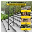 thumbnail image 2 of Outdoor Stair Railing for 1-2 Steps, Wrought Iron Handrail, Black Hand Rail for Concrete/Wood Steps, Adjustable Porch Railing with Installation Kit, 2 of 7