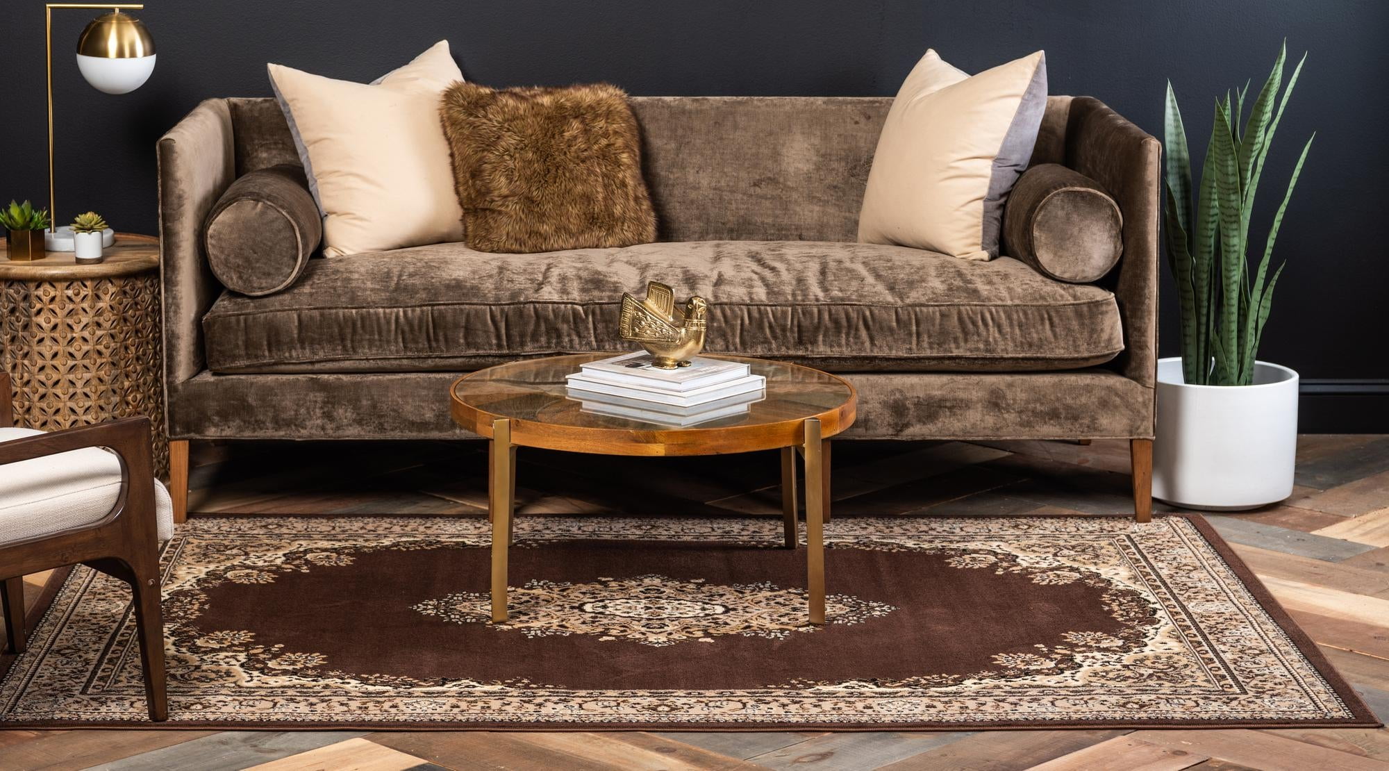 Rugs.com Amaya Collection Rug – 8' x 10' Brown Medium Rug Perfect For Living Rooms, Large Dining Rooms, Open Floorplans