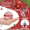 thumbnail image 3 of 24pcs Red & White Striped Christmas Ball Ornaments - Shatterproof Pre-Strung Plastic Baubles, Vibrant Colorfast Finish, Reusable Festive Decor for Home, Mantel, Xmas Tree & Party, 1.2in, 3 of 6