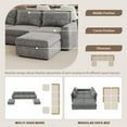 thumbnail image 3 of 115*58" Chenille Modular Sectional Sofa, U Shaped Reversible Couch, Free Combination, 6 Seat Sleeper Sofa Bed with Ottoman, Convertible Oversized Indoor Furniture for Living Room (Gray), 3 of 12
