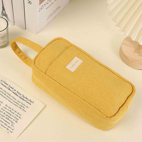 Estuche de lápices de gran capacidad para estudiantes - Bolsa de papelería de tela resistente con cremallera, perfecta para organizar bolígrafos, rotuladores y material escolar