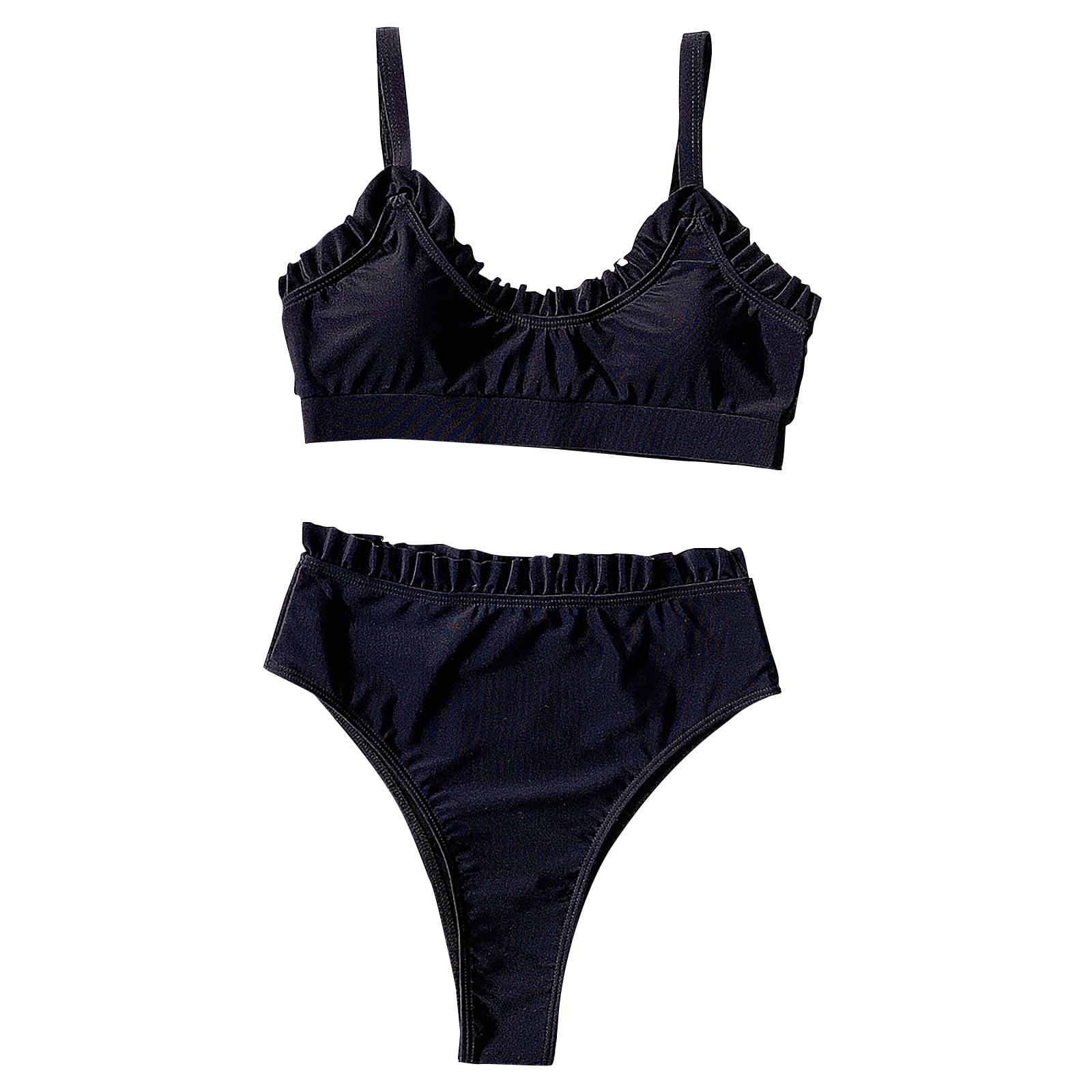 Bigersell Women High Cut Bikini Women High Waisted Color Block Gradient