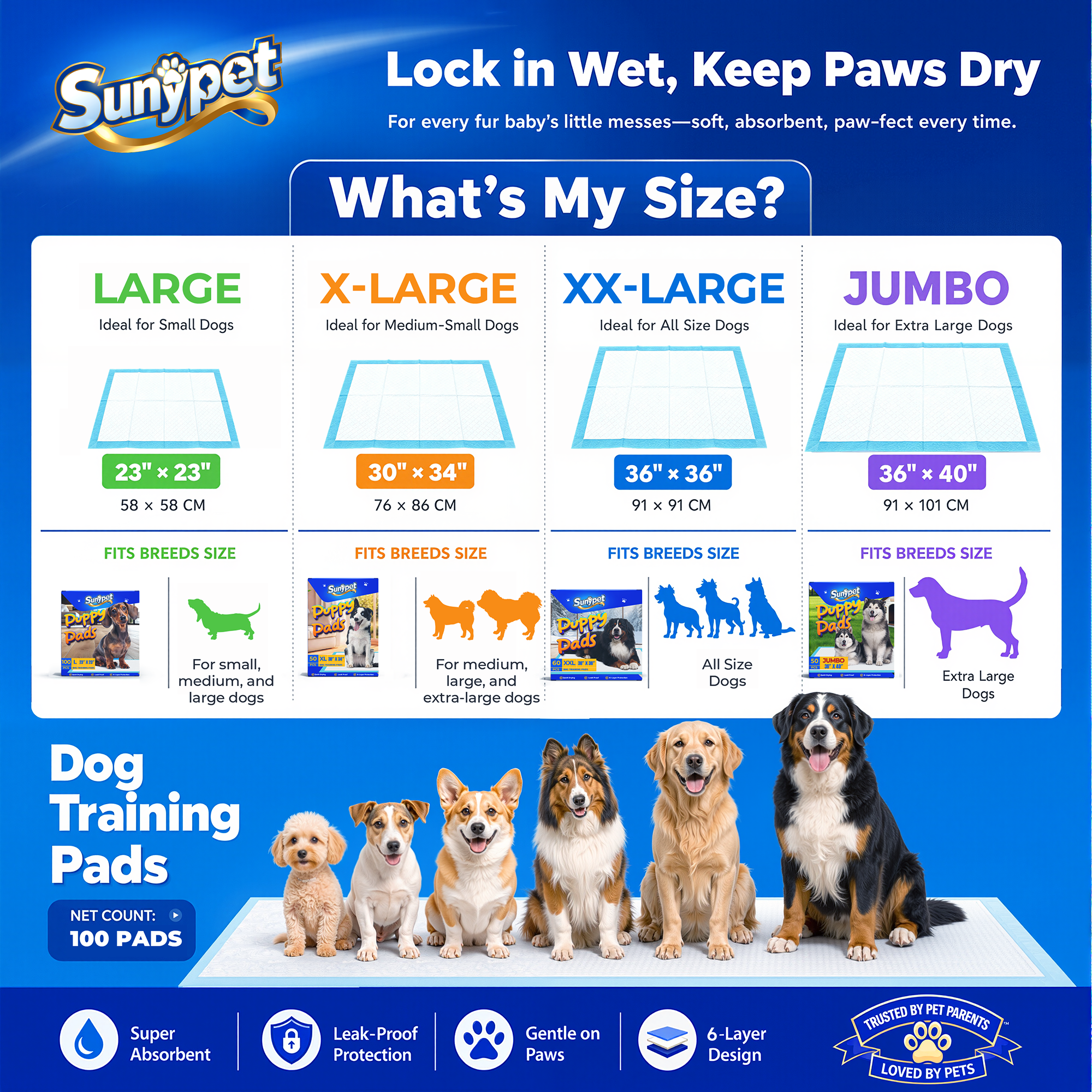 SUNYPET Puppy Pads, Large 23" x 23", 100 Count photo 8