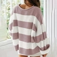 thumbnail image 7 of Sale Clearance Baberdicy Women's 2024 Autumn and Winter Round Neck Long Sleeve Striped Sweater Border European and American Clothing Bell Sleeve Loose Sweater Women, 7 of 7