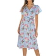 thumbnail image 1 of QIPOPIQ Robes Midi pour Femmes à Étages à Manches Courtes Robes Décontractées Tendance Robe Bandage d'Été Robe Aguichant à Imprimé Floral Offres 2023, 1 of 4