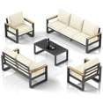 thumbnail image 2 of Mayincolor Aluminum Patio Furniture, 7-Seats Metal Outdoor Furniture Set with Coffee Table, Modern Patio Sofa Sets Outdoor Conversation Set for Pool Garden Porch Backyard, Beige, 2 of 10