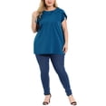 thumbnail image 3 of MODA NOVA Juniors' Plus St Patrick's Day Boat Neck Flutter Sleeve Chiffon Tops Blue 5X, 3 of 6