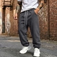 thumbnail image 2 of Men's Jogger Sweatpants Drawstring Elastic Waist Casual Relaxed Fit Athletic Solid Color Lounge Trousers with Pockets, 2 of 7