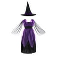 thumbnail image 3 of FAHXNVB Halloween Witch Costume for Girls Purple Mesh Lace Long-Sleeve Princess Dress Holiday Play Party Performance Lace Dress 2-15 Years, 3 of 8