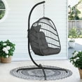 thumbnail image 6 of RADIATA Outdoor Egg Swing Chair with Stand, 350lbs Heavy-Duty Wicker, Comfy Thick Cushion, for Balcony, Patio, Bedroom, Indoor Use, Brown, 6 of 8