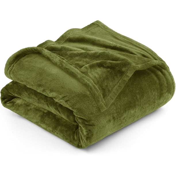 Cama polar Blanket Utopia, tamaño queen, color oliva, 300 g/m², suave