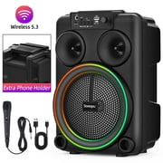 VTIN Bluetooth 5.3 Portable Karaoke Speaker - 8-inch 100W, 5-Mode RGB Skull Lights, 1 Mics, TWS Function, USB/SD/AUX/FM, 2000mAh Battery for Wedding/Beach/Home KTV