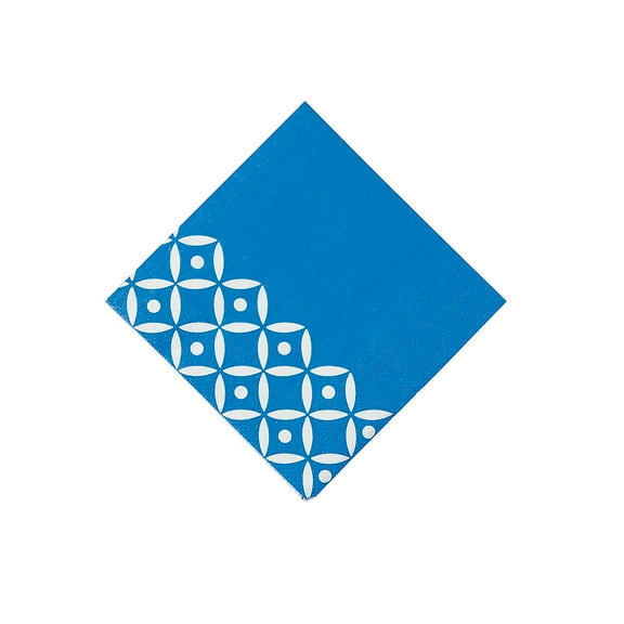 Blue Geometric Bev Napkin - Party Supplies - 16 Pieces