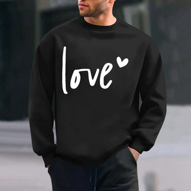 Amzcrzy Sudadera Para Hombre, Con Estampado De Corazones, Informal, De Manga Larga Y Cuello Redondo, Con Capucha, Color Negro, Xl