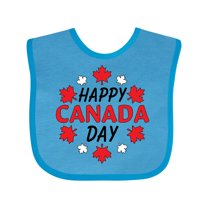 Inktastic Happy Canada Day- Maple Leaf Circle Boys or Girls Baby Bib