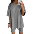 thumbnail image 2 of Ketyyh-chn99 Track Suits for Women Set Ladies Pajamas Set Tracksuit Outfits Jogging Workout Short Set Summer Gym Suits Sweatsuit Grey,3XL, 2 of 5
