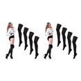 thumbnail image 1 of ZLight 4pair Odorless Knee High Stockings Easy To Wear All Body Shape Suitable Stylish Sports Socks Balck 2Set, 1 of 6