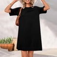 thumbnail image 4 of YanTaoRuo Women's Casual Tee Shirt Dress, Half Sleeve Crew Neck Straight Short Dress, Summer Dresses for Women 2025, Womens Mini Dress *Black~ S, 4 of 8