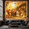thumbnail image 6 of Animals Pulling Cart Under Autumn Trees, Playful Cottagecore Style for Animal Lovers, Forest Wall Art, Thanksgiving Hostess Gift, Tapestry Wall Hanging for Nursery and Playroom, 6 of 7