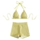 thumbnail image 3 of WILLBEST Traje de Baño Negro para Mujer, Traje de Baño de Dos Piezas con Tirantes, Top Triangular y Pantalones Cortos, conjunto de Bikini, 3 of 3