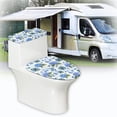 thumbnail image 6 of HELLHERO Blue Hydrangeas and Butterflies Toilet Lid Cover and Toilet Tank Lid Cover & Elastic Edge Toilet Seat Lid Cover for Toilet, Elastic Fabric, Washable, 6 of 8