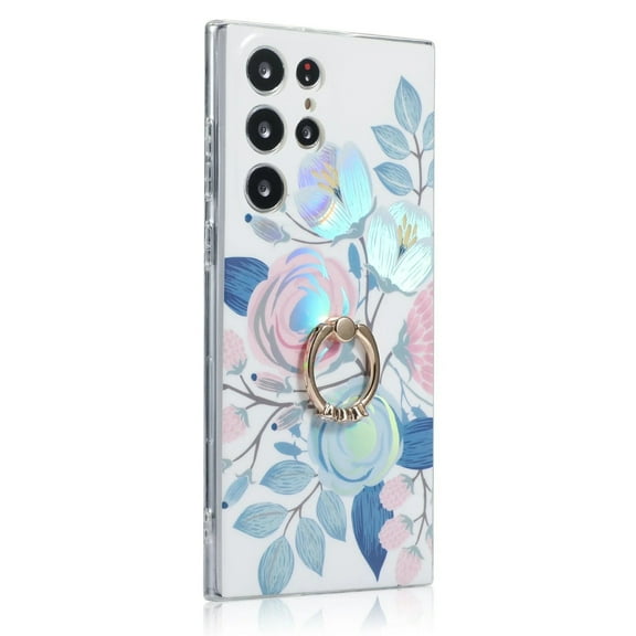 CASELIX Designed for Samsung Galaxy S21 Case for Women, girls [8ft Drop Tested] Ring holder Cute Phone Cover for Galaxy S21 5G - (Holographic floral)