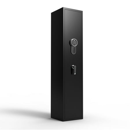 Aobabo Biometric Fingerprint Rifles Quick Access 5 Gun Cabinet for Rifles and Shotguns Silent Mode with Magnetic Induction Light