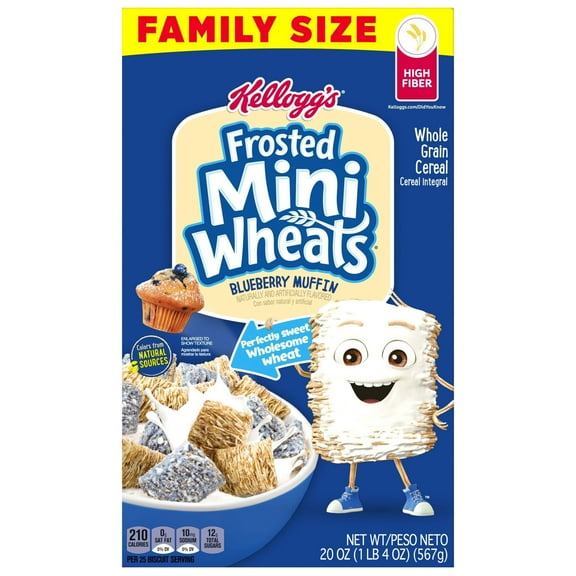 3 Pack of Kellogg's Frosted Mini Wheats Blueberry Muffin Cereal - Family Size - 20 oz (Packaging Varies)