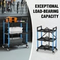 thumbnail image 5 of WORKPRO 3-Tier Folding Collapsible Service Cart with Wheels, 210 Lbs Loading Capacity, Foldable Rolling Utility Cart for Garage, Warehouse, Home, Restaurant, Office, 5 of 8