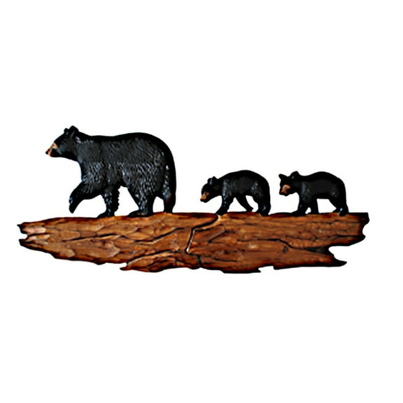 Zeckos Bear Family Hand Crafted Intarsia Wood Art Wall Hanging 34 X 20 X 3 inches