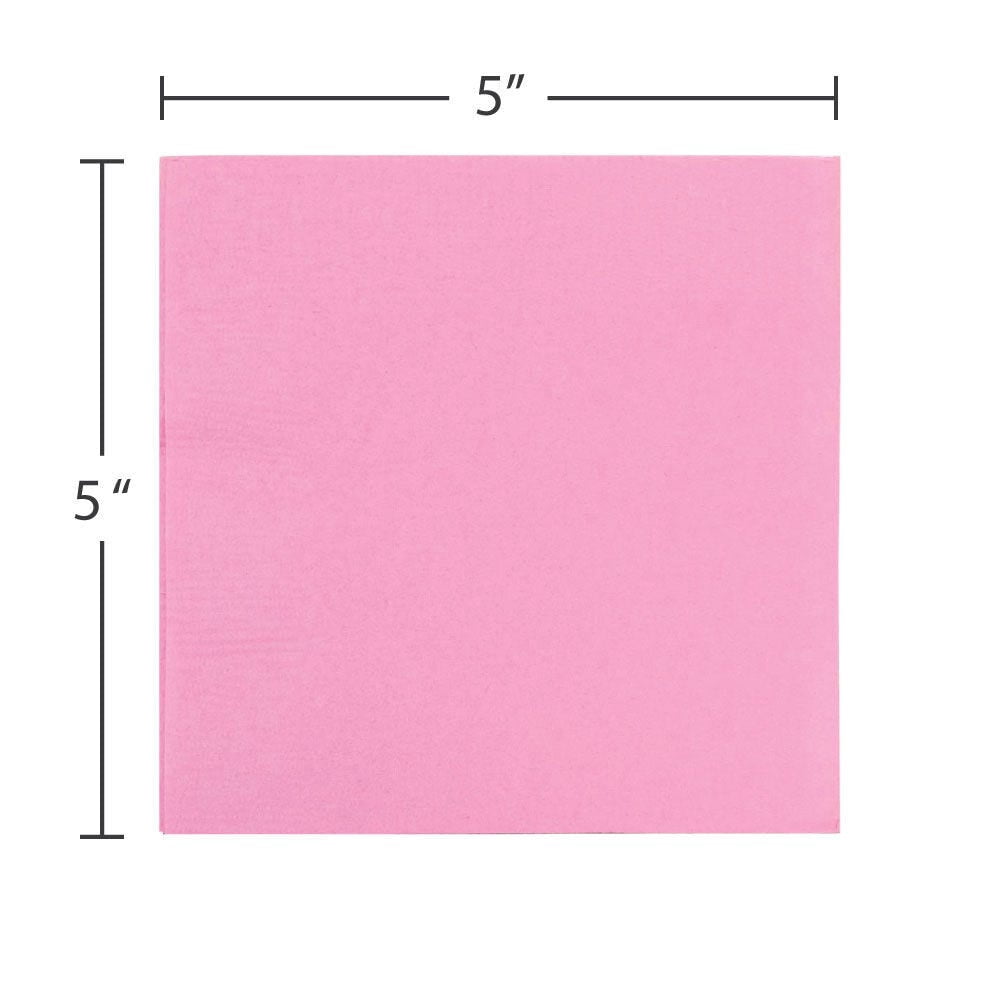 JAM Paper Small Beverage Napkins, 5 x 5, Baby Pink Pastel, 40/Pack