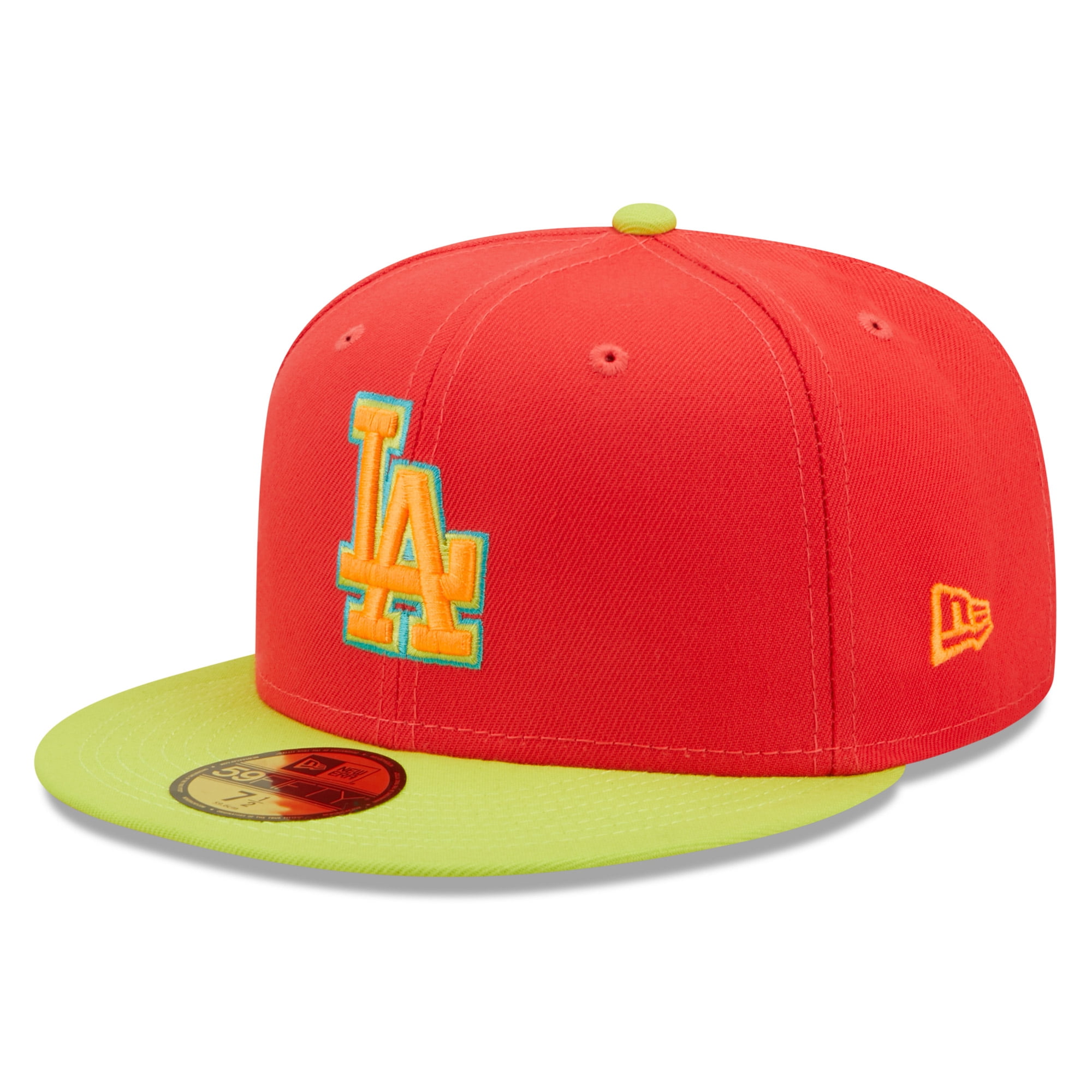 Men's New Era Red/Neon Green Los Angeles Dodgers 1978 World Series  Lava Highlighter Combo 59FIFTY Fitted Hat