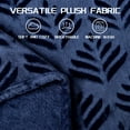thumbnail image 6 of Exclusivo Mezcla Queen Size Fleece Blanket for Bed, Leaves Pattern Super Soft and Cozy Blankets, Plush Fuzzy Lightweight, Navy Blue, 90"x90", 6 of 7