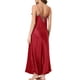 thumbnail image 3 of Noche de satén para mujeres INSPIRE CHIC con flores, escote en V, sin mangas, pijama de primavera y verano, vestido de fiesta, talla XS, rojo, 3 of 5