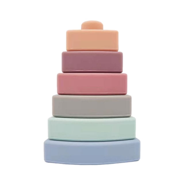 Milaget Jouet Triangulaire Empilable et Gigogne Empileur Souple 6 Pcs Empileur de Construction Couleur Claire