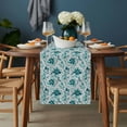 thumbnail image 2 of Aqua Flower Table Runner - 60 Inch Long, Kitchen Dining Table Runner Dresser Scarves, Country Watercolor Floral Vintage Plant Farmhouse Decor for Coffee Tables Wedding Party Banquet, 2 of 8
