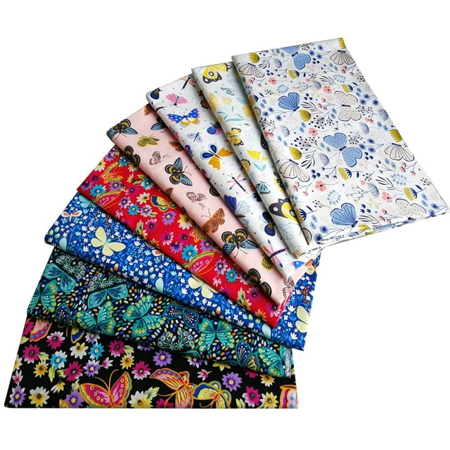 Paquetes De Tela De Algodón Acolchado Fat Quarters De 18 "X 22" Para Coser 8 Piezas De Mariposa
