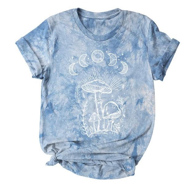 Camiseta de mujer, divertida y linda camiseta de manga corta, camiseta teñida con lazo, blusa, regalo para mujer Fridja ghk4337