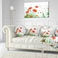 thumbnail image 3 of Designart Poppy Flowers on White Background - Floral Throw Pillow - 12x20, 3 of 5