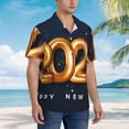 thumbnail image 3 of Fuzoiu 2025 Happy New Year 6 Print Hawaiian Shirt for Men, Summer Beach Casual Short Sleeve Button Down Shirts, Men’s Beach Summer Shirts with Pocket,3X-Large, 3 of 7