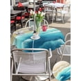 thumbnail image 5 of Outdoor Tablecloths with Umbrella Hole & Zipper, Teal Ombre Ocean Round Tablecloth 54 Inch, Summer Beach Coastal Waves Gradient Waterproof Table Cloth, Patio/Pool/Picnic Table Covers, 5 of 8