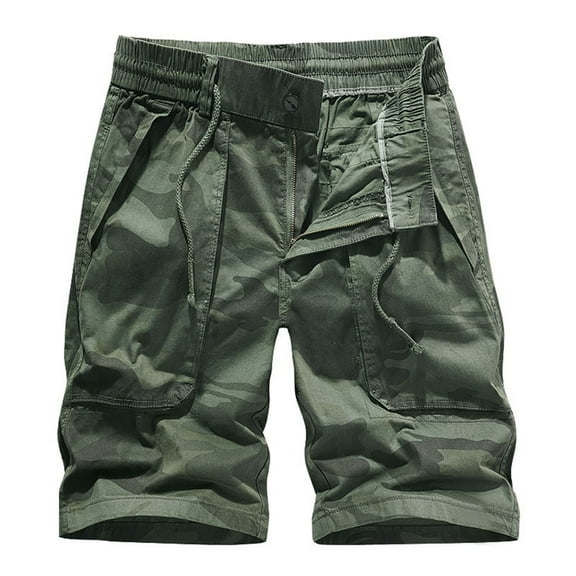 Fgnfyis Men's Wash Cargo Pants Men's Summer Day Cargo Loose Casual Pants Men's Elastic Waist Stretch Cargo Shorts Men Mens Shorts Army Green 38