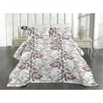 thumbnail image 2 of Ambesonne Floral Quilted Coverlet 2 Pcs, Botany Beadow Ornament Print, Twin Size, Eggplant Ivory Lilac, 2 of 4