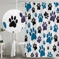 thumbnail image 4 of Dog Cat Paw Print Shower Curtain Set with Hooks, Blue Black Waterproof Fabric Bathroom Curtains Decor Home Accessories,Stall 36 X 72 Inch, 4 of 9